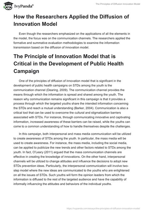 The Principles of Diffusion Innovation Model - 658 Words | Research Paper Example