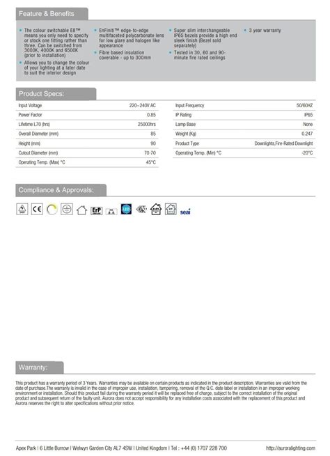 En De8 40 8w Fixed Dimmable Fire Rated Led Downlight Cool White