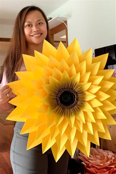 Sunflower Paper Craft Sunflower Paper Flowers Sunflower Party Paper Sunflowers Large Paper