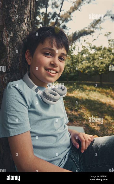 Close Up Portrait Of Handsome Adorable Teenager School Boy With