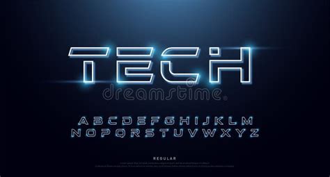 Technology Abstract Neon Font and Alphabet. Techno Effect Logo Designs ...