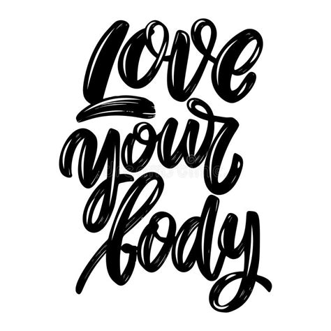 Love Your Body Lettering Phrase Isolated On White Background Design Element For Poster Card