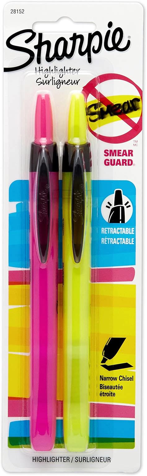 Sharpie Smear Guard Retractable Highlighters Office Products