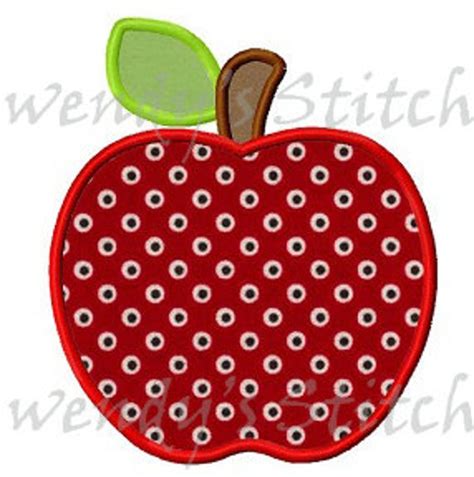 Apple Applique Machine Embroidery Design Instant Download Etsy