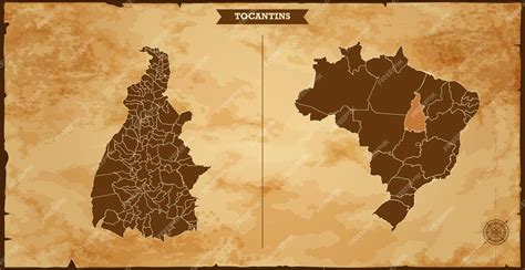 Tocantins Mapa Do Brasil - Mapa do estado de Tocantins Mapa do Brasil com estados federais em um ...