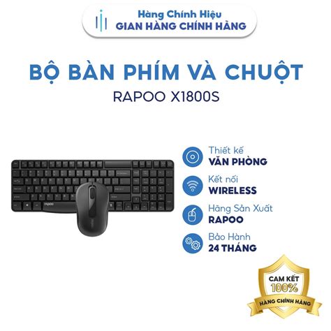 Combo Bàn Phím Chuột Không Dây Rapoo X1800s Usb Wireless Shopee Việt Nam