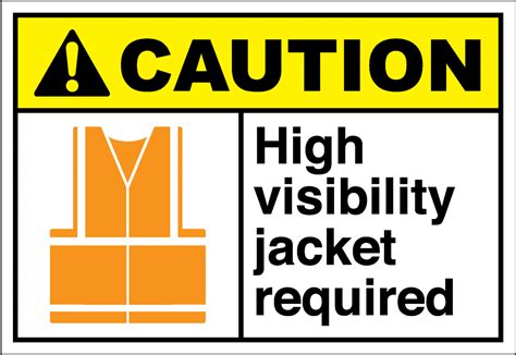 Caution Sign High Visibility Jacket Required Safetykore