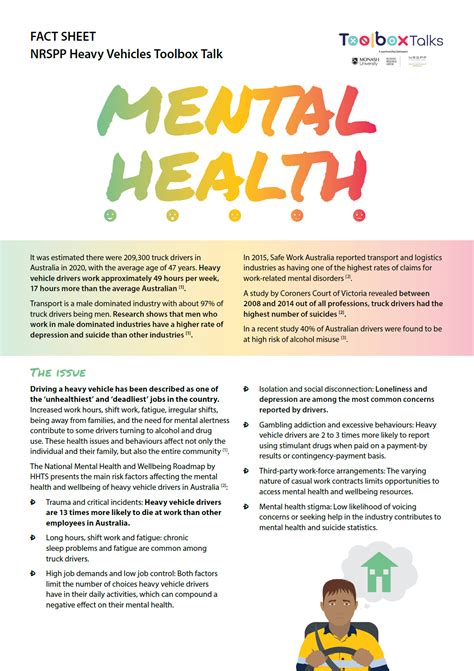 NRSPP Australia NRSPP Heavy Vehicle Toolbox Talk Fact Sheet Mental