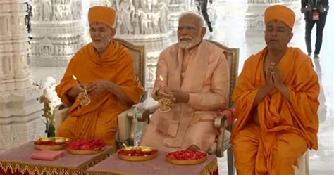 PM Modi Inaugurates UAEs First Hindu Stone Temple In Grand Ceremony