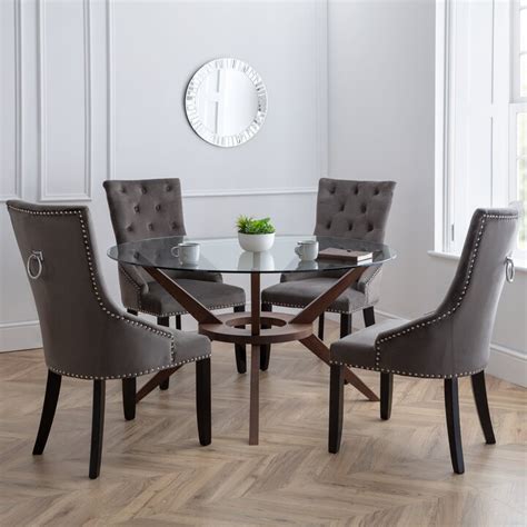 Dunelm Chelsea Large Round Glass Dining Table Brown Shopstyle