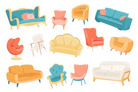 Furniture cute stickers isolated set 3033575 Vector Art at Vecteezy