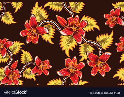 Flower Lukisan Corak Batik Bunga Simple Motif Batik Bunga Vector Hd