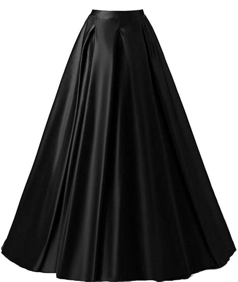 Xiongfeng® Womens Pleated Skirt Long A Line Satin Maxi Vintage Skirt