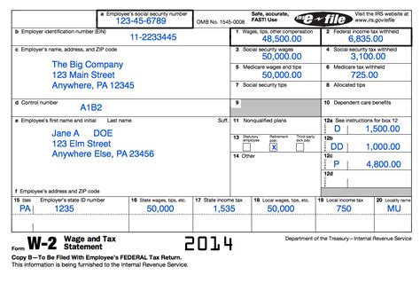 W2 Form Example 2022