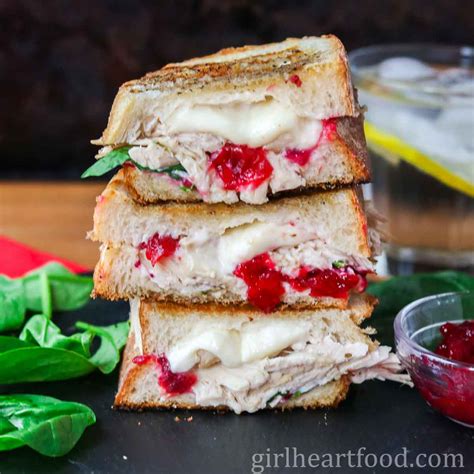 Cheesy Turkey Cranberry Sandwich | Girl Heart Food®