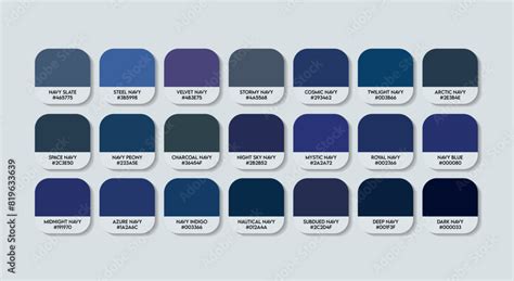 Navy Color Code Guide Palette with Color Names. Catalog Samples Navy Blue with RGB HEX codes ...