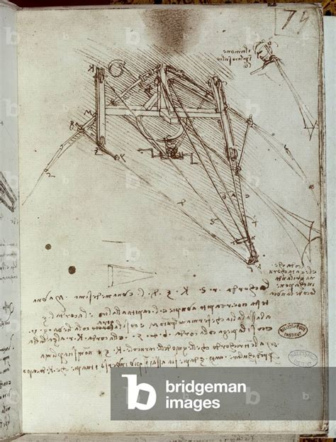 Flying Machine Drawing 16th Century Manuscript By Vinci Leonardo Da