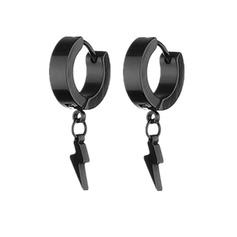 Style 41 1 Paire Boucles D Oreilles Punk Noires En Acier Inoxydable