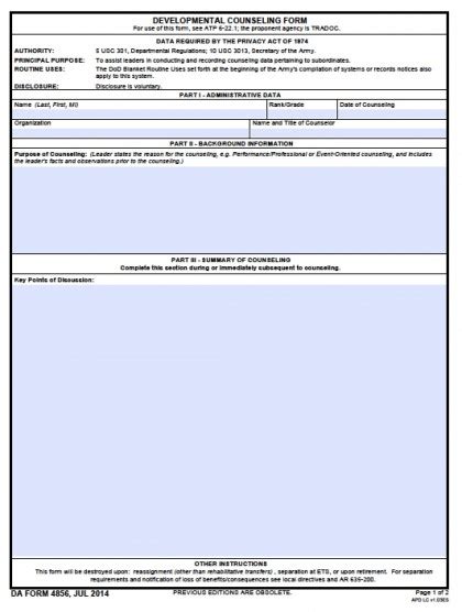 Da Form Fillable Printable Forms Free Online