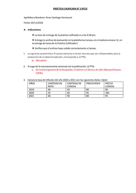 Practica Caliificada N Microeconomia Pr Ctica Calificada N Pc