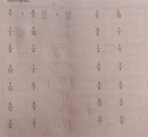 Encuentra Las Fracciones Equivalentes Y Escribe Los Signos