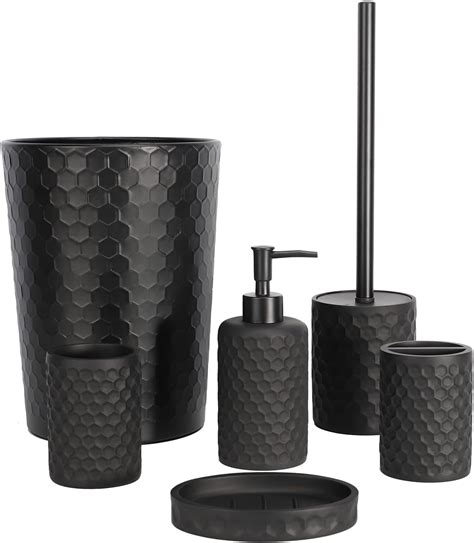 10pcs Black Bathroom Accessories Set Boho Matte Black