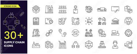 Supply Chain Vector Icon Collection Set Of Line Icons Related To Supply