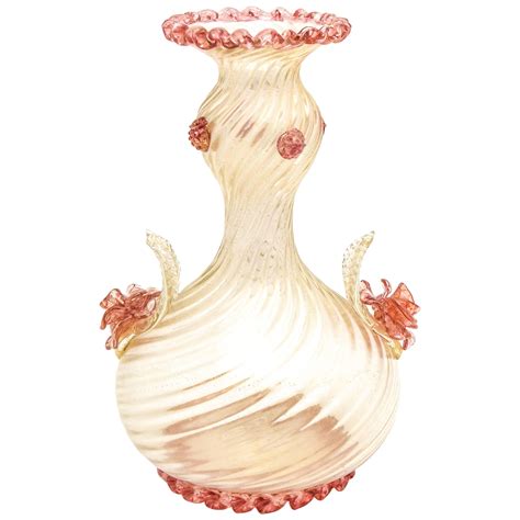 Murano Perfume Bottle With Gold Flecks Attributed To Barovier E Toso At