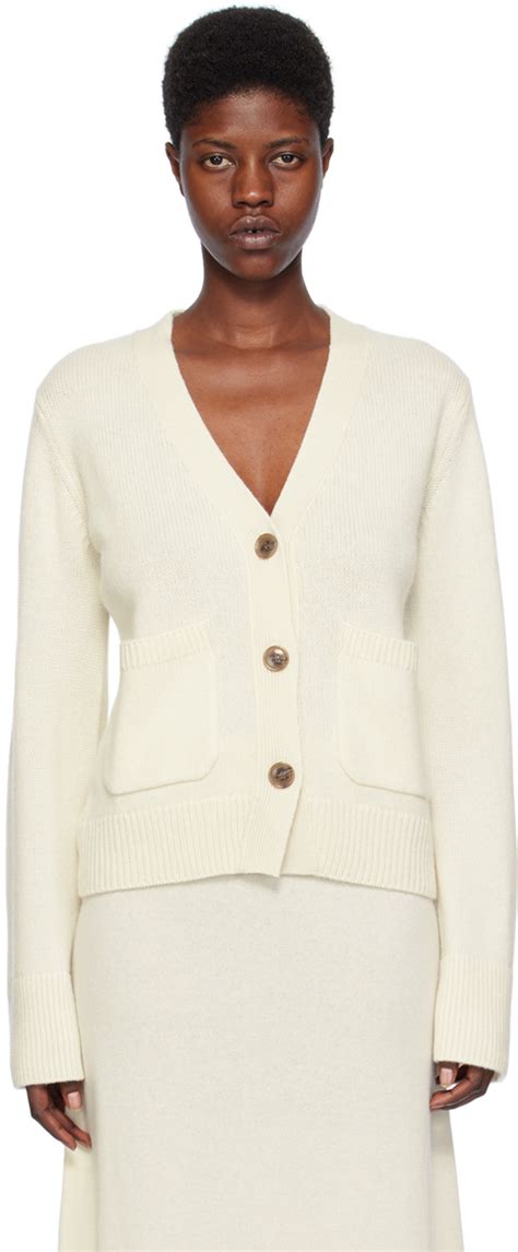 Off White Danni Cardigan By LISA YANG On Sale