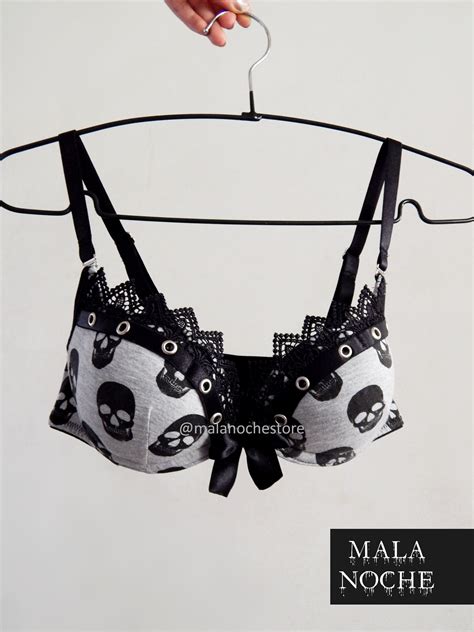 Lingerie Skull Bra Skull Grey Gothic Lingerie Dark Goth Etsy