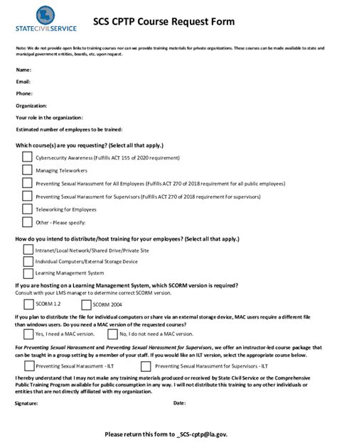 Fillable Online Scs Cptp Course Request Form Fax Email Print Pdffiller