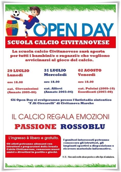 Al Via Gli Open Day Del Settore Giovanile Della Civitanovese Tutto