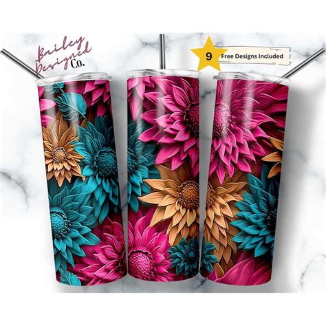 3d Tumbler Wrap Sunflowers 20 Oz Skinny Tumbler Sublimation Inspire Uplift