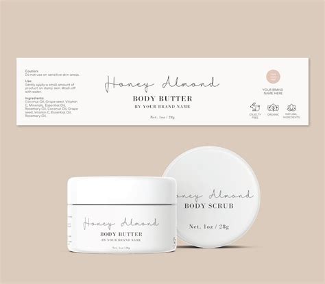 Minimalistic Cosmetic Jar Label Template Jar Sticker Label Minimalistic Body Butter Label