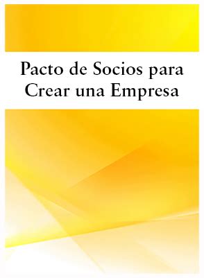 Pacto De Socios Para Crear Una Empresa O Startup Modelo En Word