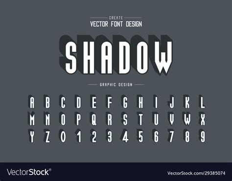 Font And Alphabet Tall Shadow Typeface Letter Vector Image