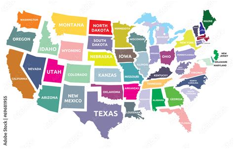 USA Map With States Stock Vector Adobe Stock