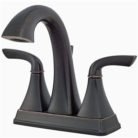 Pfister Bronson 4 Centerset 2 Handle Bathroom Faucet Tuscan Bronze Lg48 Bs0y The Home Depot