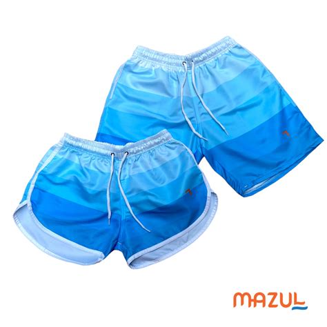 Kit Conjunto Shorts Bermudas Tactel Praia Casal Namorados Combinando