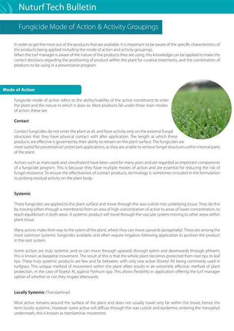 Pdf Fungicide Mode Of Action Activity Groupings Nuturfnuturf