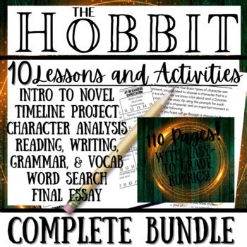 THE HOBBIT Novel Study Unit Bundle 10 Resources 100 Pages