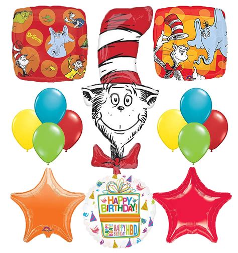 Buy Mayflower Dr Seuss Cat In The Hat Birthday Party Supplies And Balloon Bouquet Decorations