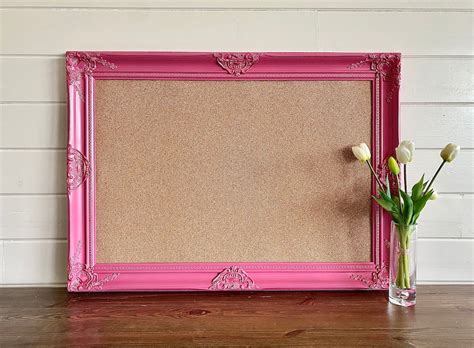 Bulletin Board Girls Room Pink Cork Board Framed Pinboard Etsy