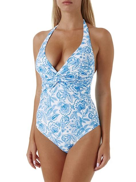 Shop Melissa Odabash Zanzibar Halterneck One Piece Swimsuit Saks