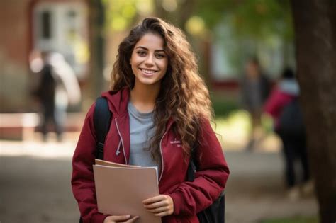 Premium Ai Image Young Indian College Girl Holding Backpack And Books