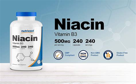 Nutricost Niacin Vitamin B3 500mg 240 Capsules Flushing Formula