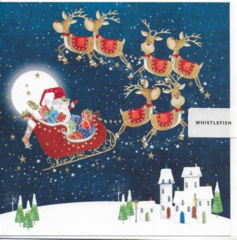 Whistlefish Charity Christmas Cards Pack Santa Sleigh Delivery To Eu