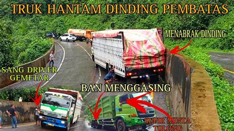 Mengerikan Truck Hantam Dinding Pembatas Sang Driver Gemetar YouTube