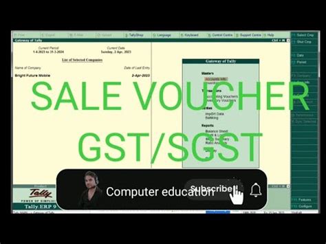 Tally Me Sales GST Ki Entry SGST CGST Sales Voucher In Tally Tally In