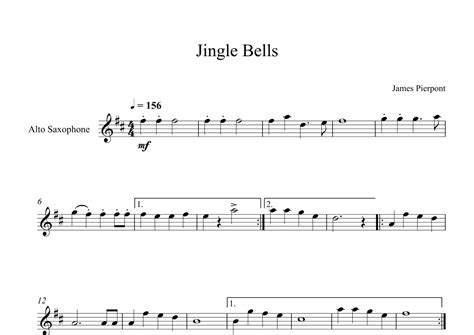 Jingle Bells James Pierpont Alto Sax Arr Digital Book Music Sheet